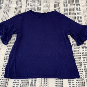 Ruffle sleeve blue top